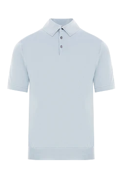 Поло с коротким рукавом хлопковое светло-голубое на пуговицах мужское