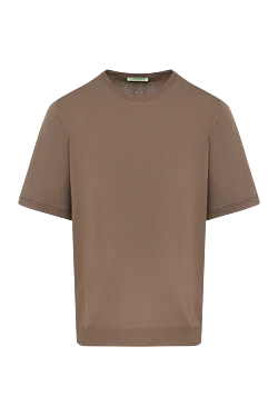 Basic brown cotton jumper with short sleeves for men