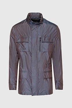 Brown polyester jacket for men