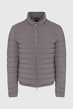 Men's down jacket made of polyamide and elastane gray