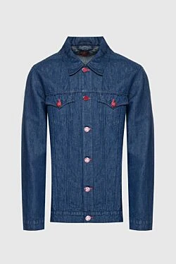 Denim jacket made of cotton and linen blue for men