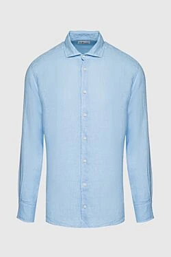 Рубашка із льону чоловіча блакитна