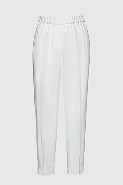 White acetate and viscose trousers for women