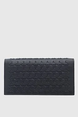 Black genuine leather men's clutch bag