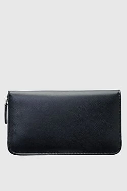 Men's clutch bag made of genuine leather black