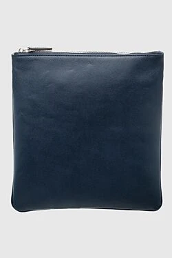 Blue genuine leather shoulder bag for men
