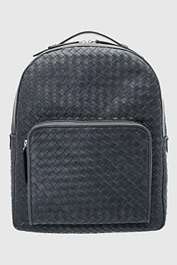 Gray leather backpack for men