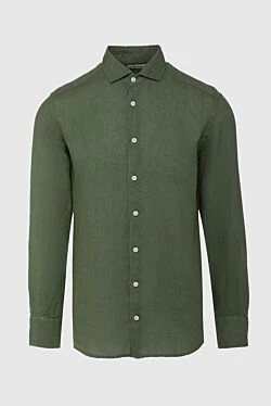 Рубашка із льону зелена чоловіча