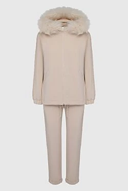 Beige women's walking suit made of cotton and elastane