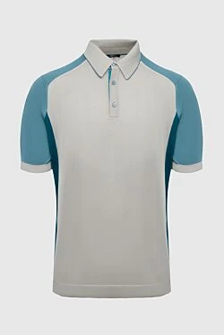 Поло з шовку та шкіри крокодила сіре чоловіче