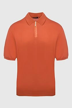 Поло из хлопка и кожи крокодила оранжевое мужское