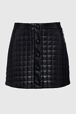 Black polyurethane and polyester skirt for women