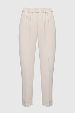 White acetate and cupra trousers for women
