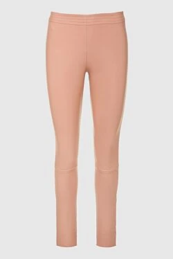 Pink leather trousers for women