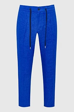 Blue linen trousers for men