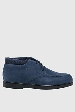 Мужские ботинки из нубука и текстиля синие