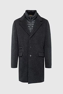 Gray wool and cashmere coat for men