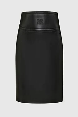 Black leather skirt for women
