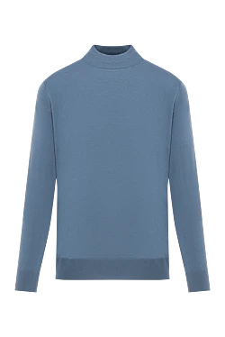 Джемпер с высоким воротником-стойкой шерстяной графитово-синий мужской