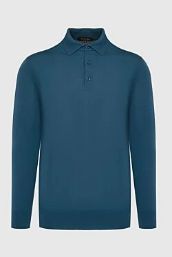 Polo with long sleeves made of wool blue for men