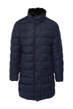 Men's down jacket made of wool and cashmere blue