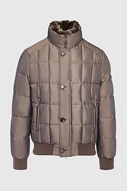 Men's down jacket made of polyester beige