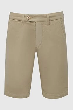 Beige cotton and elastane shorts for men