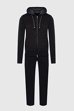 Men's sports suit made of wool, viscose and cashmere, black