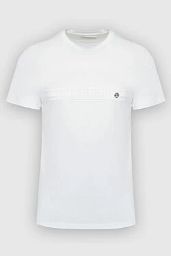 Футболка з бавовни та модала білого кольору з декоративною горизонтальною вставкою