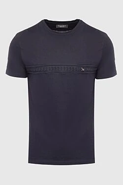 Футболка з бавовни та модала чорного кольору з фактурною смугою на грудях