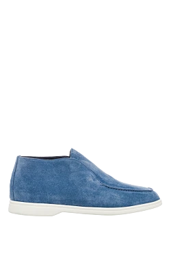 Blue suede loafers for men