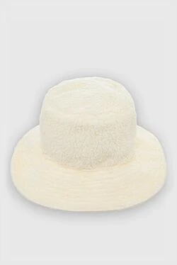 White women's hat with fur and ties