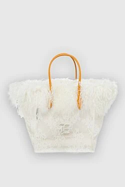 White cotton and polyamide bag for women