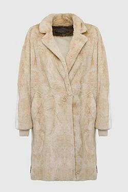 Beige fur coat for women