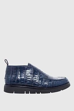 Blue alligator leather boots for men