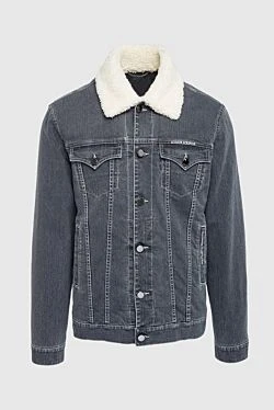 Denim jacket made of cotton and elastane gray for men