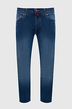 Blue cotton and nylon jeans for men