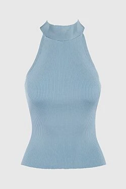 Blue viscose and elastane top for women