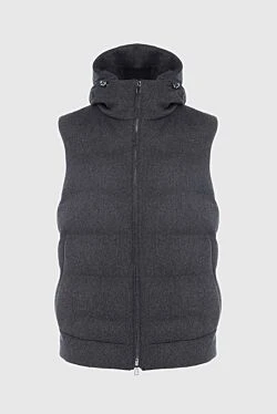 Cashmere and down vest for men, gray