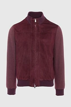 Burgundy suede and polyester jacket for men