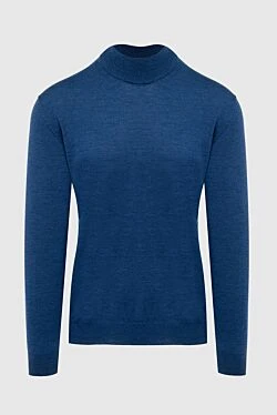 Men's high-collared woolen jumper blue