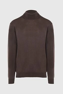 Men's high-collared stand-up woolen jumper brown