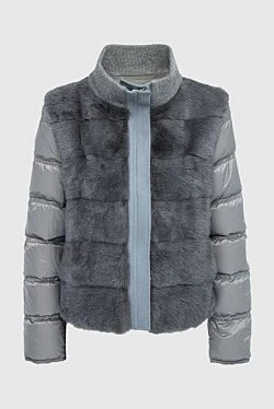 Women's gray mink and polyamide jacket