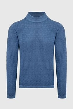 Men's high-collared woolen jumper blue