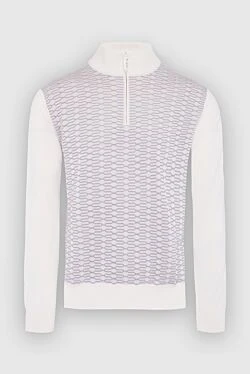 Тройер из кашемира и шелка молочного цвета с узорной передней панелью