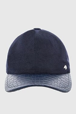 Stefano Ricci brown cashmere and crocodile leather cap for men