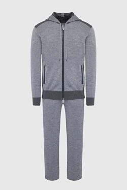 Костюм спортивный мужской из кашемира и кожи крокодила серый