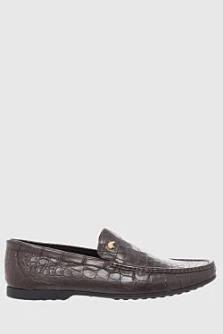 Лоферы из кожи крокодила коричневые мужские