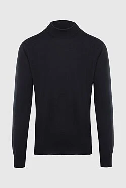 Men's jumper with a high stand-up collar, cashmere, black