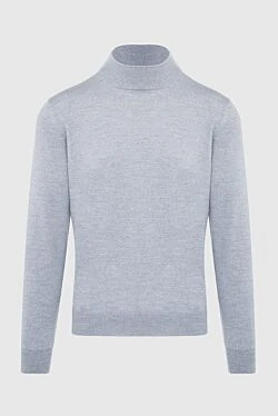 Men's high-collared stand-up woolen sweater gray